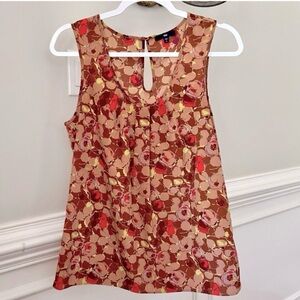 GAP Floral Keyhole Sleeveless Camisole - Red, Brown & Cream Print